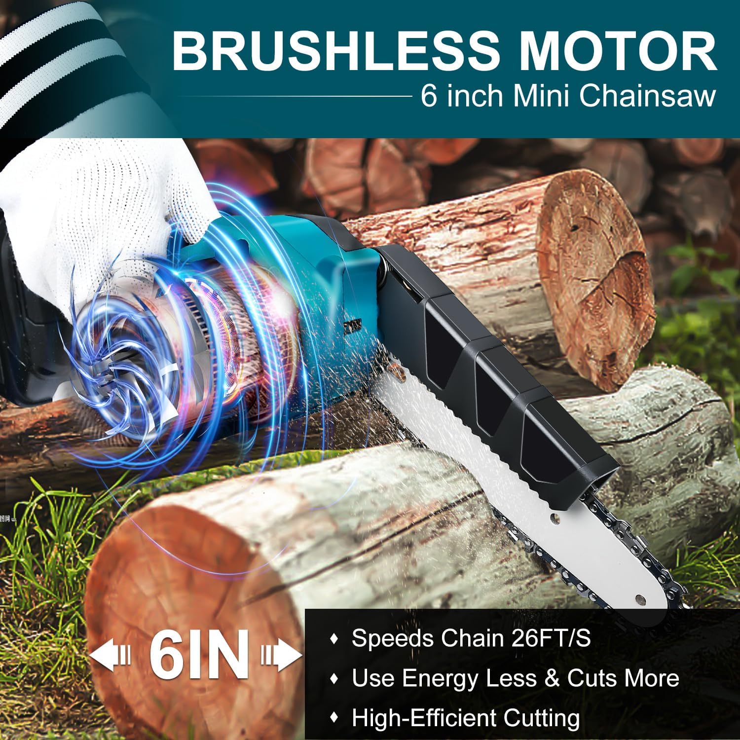 🎁2026 New Arrivals 50% OFF💥6-inch Cordless Mini Chainsaw with 2 Batteries🌲