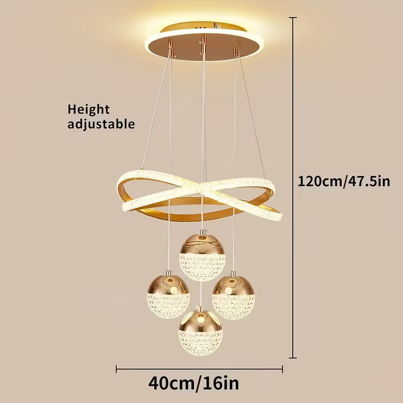 Modern LED Chandeliers 3-Color Dimmable Pendant Light