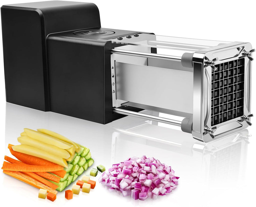 Electric French Fry Cutter,Grade Potato Cutter with 1/2-Inch Blade Stainless Steel Perfect for Potatoes Carrots Cucumbers