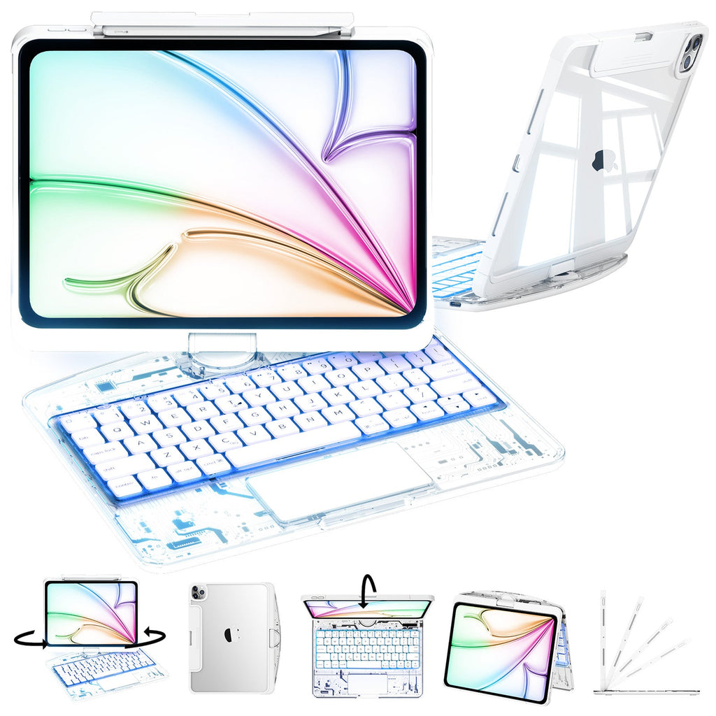 NAIDUN Transparent  iPad keyboard case 360° transparent iPad keyboard