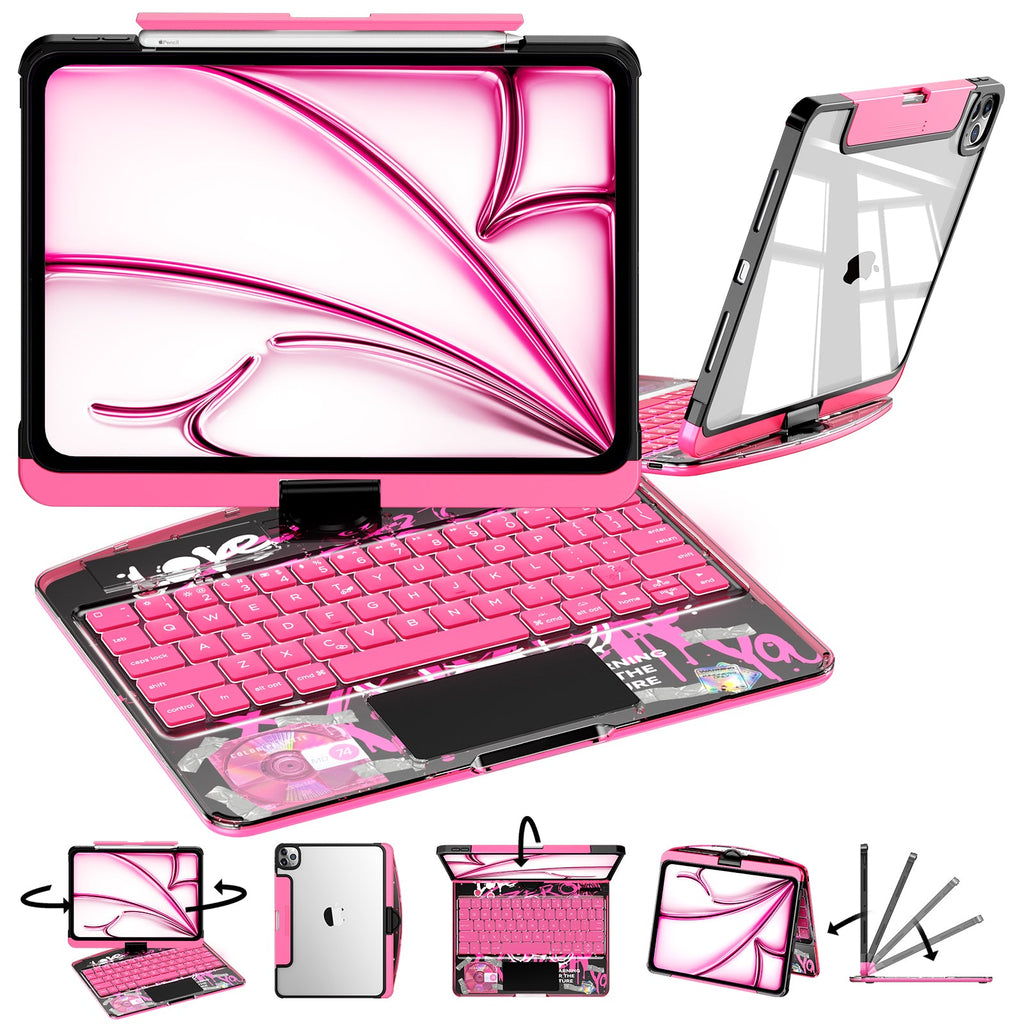 NAIDUN Transparent  iPad keyboard case 360° transparent iPad keyboard