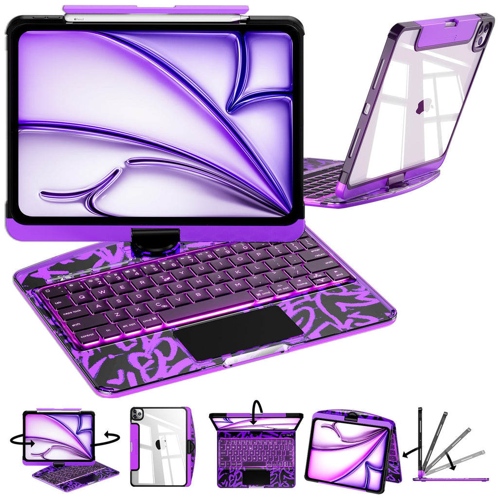NAIDUN Transparent  iPad keyboard case 360° transparent iPad keyboard