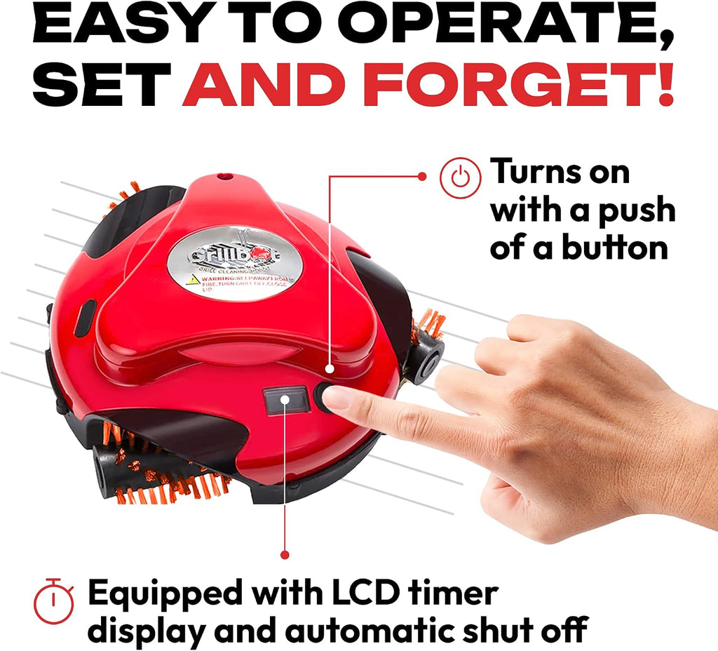 Electric Grill Brush, Automatic Grill Cleaning Robot, Red