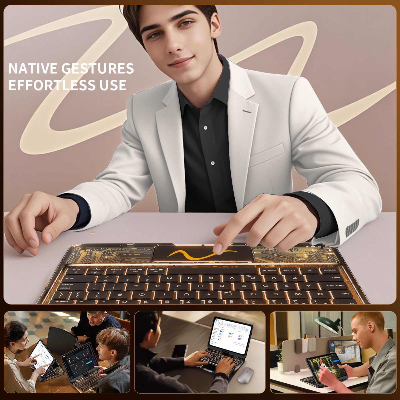 NAIDUN Transparent  iPad keyboard case 360° transparent iPad keyboard