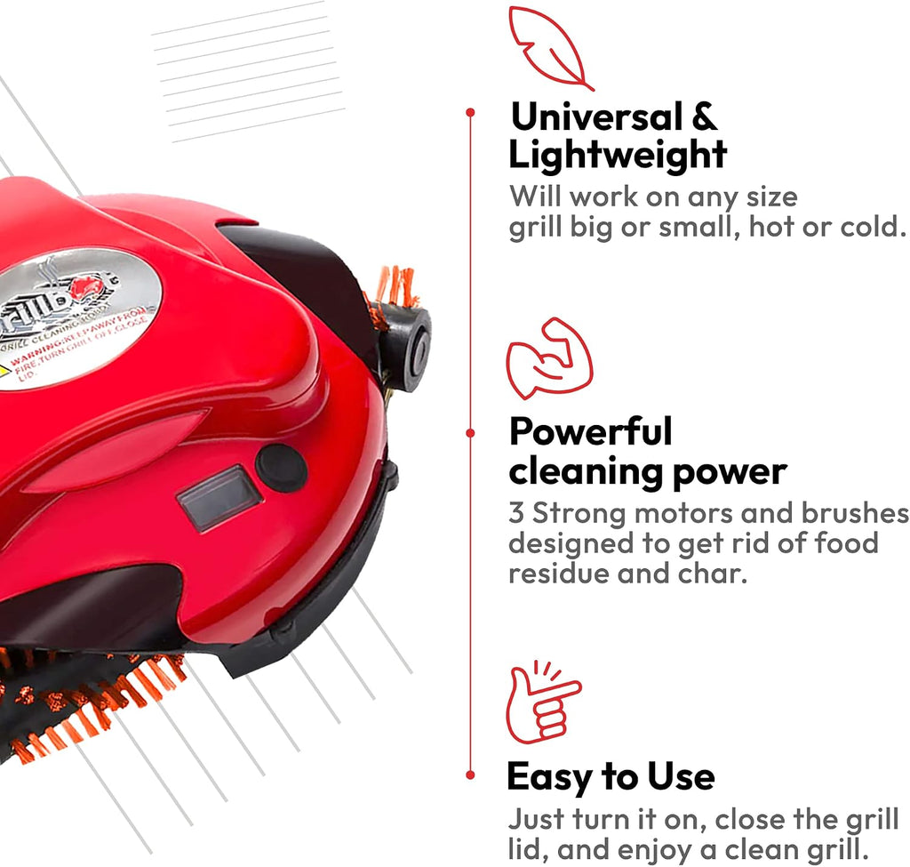 Electric Grill Brush, Automatic Grill Cleaning Robot, Red