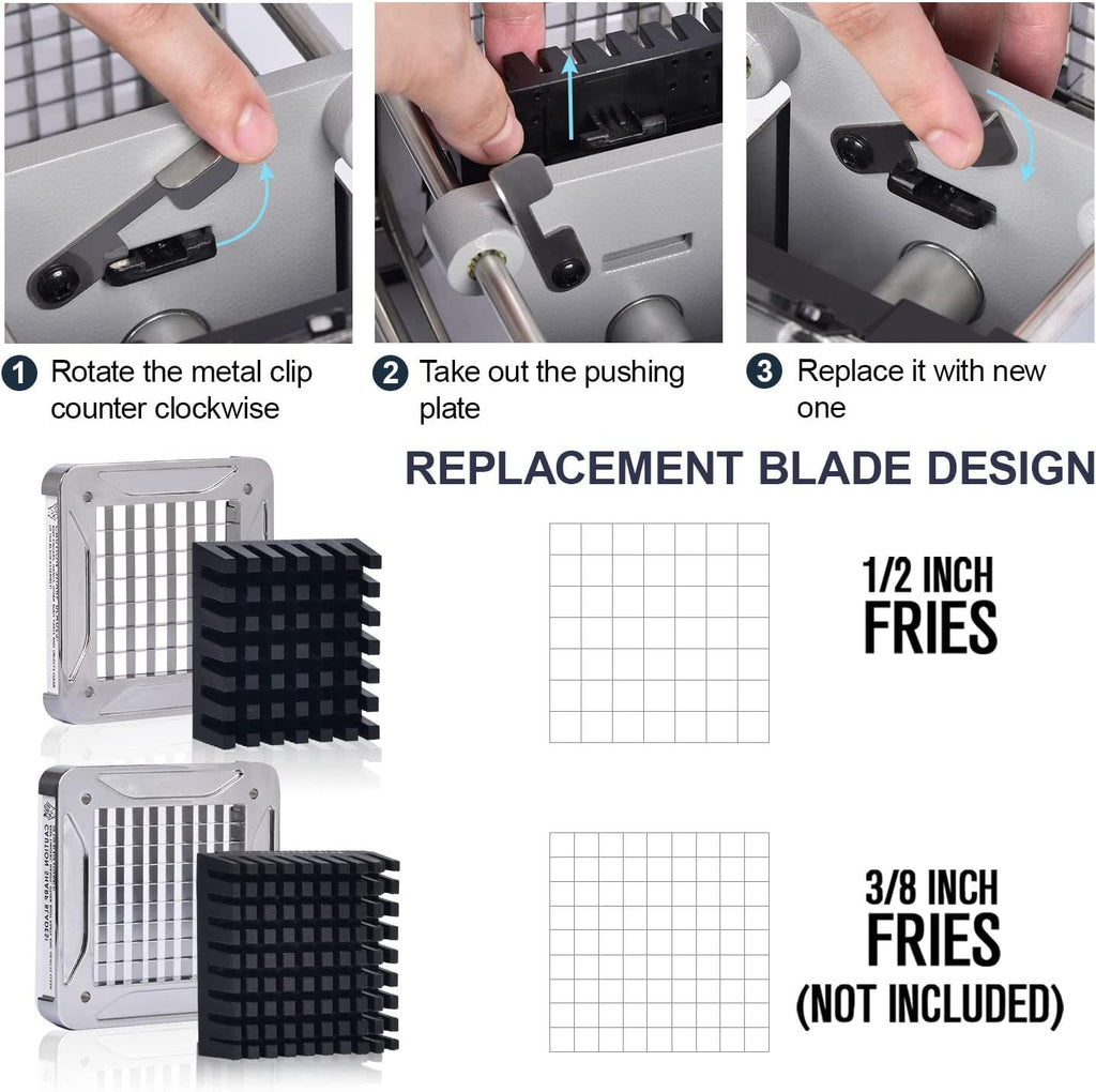 Electric French Fry Cutter,Grade Potato Cutter with 1/2-Inch Blade Stainless Steel Perfect for Potatoes Carrots Cucumbers