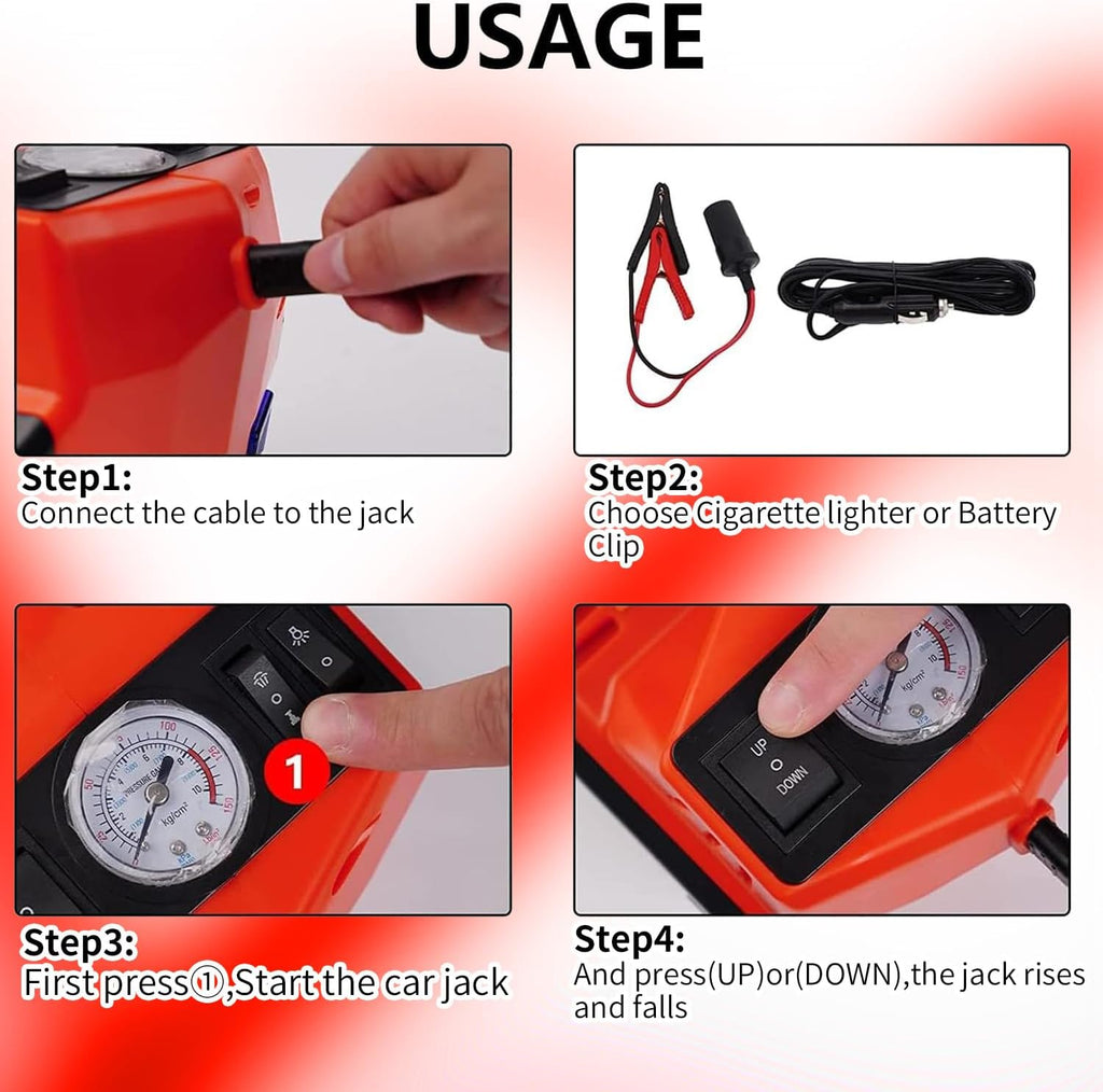 Electric Car Jack Hydraulic Kit 5T Tire Inflator Pump Car Lift Tool