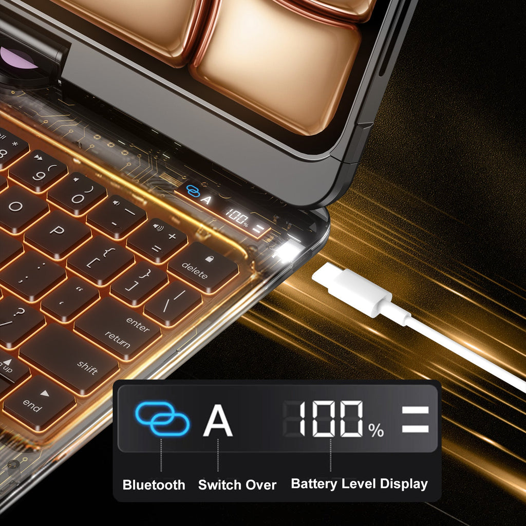 NAIDUN Transparent  iPad keyboard case 360° transparent iPad keyboard