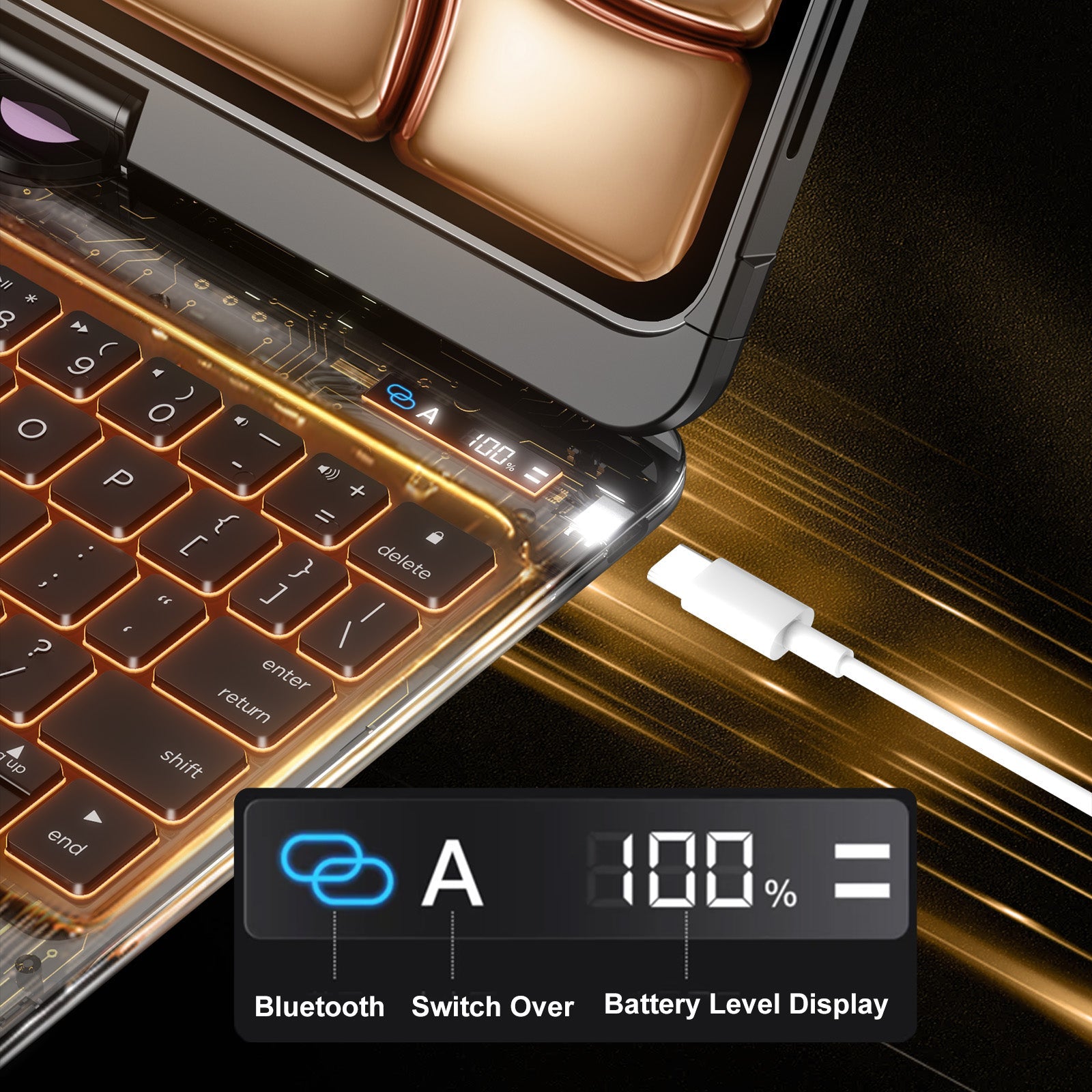 NAIDUN Transparent  iPad keyboard case 360° transparent iPad keyboard