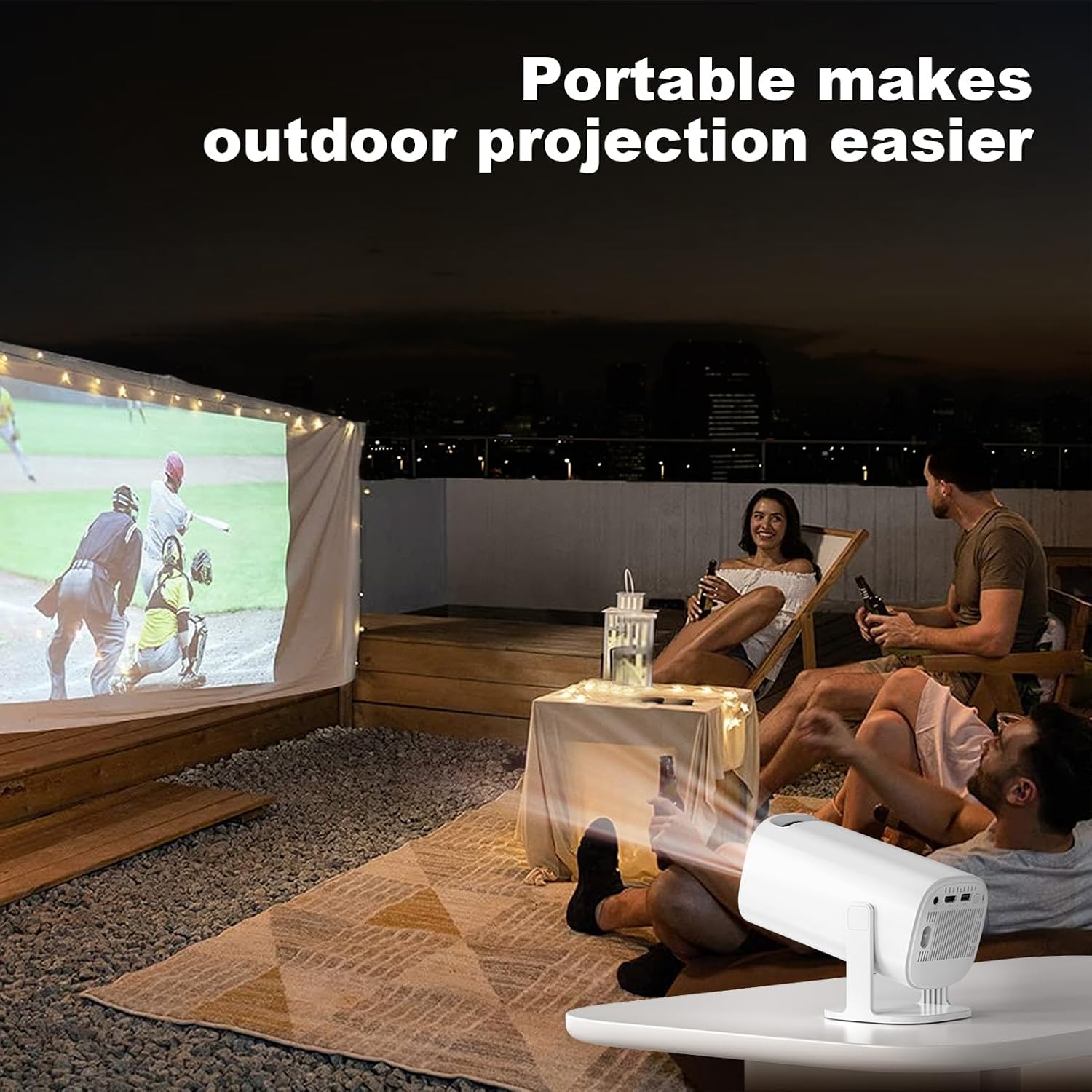 Projector - 4K 1080P Support | Android 11.0 | Bluetooth 5.2 | 6 2.4/5G | 300 ANSI 10000LM | Auto Trapezoidal Correction | 16:9 & 4:3 | USB AUX | 180°Rotatable