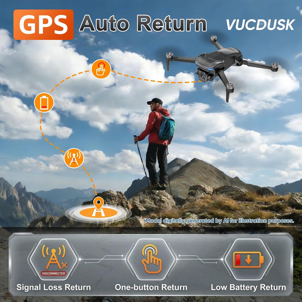 Drone with Camera for Adults - 4K Drone with 4.5” FPV Screen Controller, 60 Min Flight, Brushless Motor Foldable Quadcopter, Auto Return, Follow Me, 3 Speed Modes for Beginners - Gift Under 249g