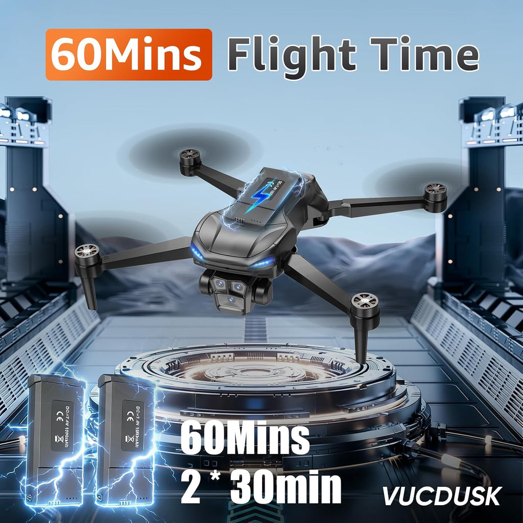 Drone with Camera for Adults - 4K Drone with 4.5” FPV Screen Controller, 60 Min Flight, Brushless Motor Foldable Quadcopter, Auto Return, Follow Me, 3 Speed Modes for Beginners - Gift Under 249g