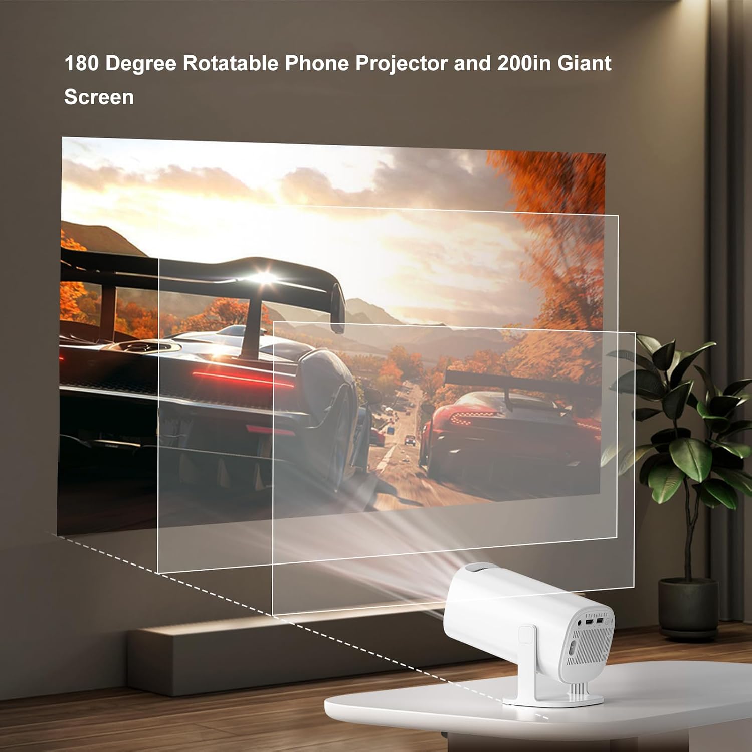 Projector - 4K 1080P Support | Android 11.0 | Bluetooth 5.2 | 6 2.4/5G | 300 ANSI 10000LM | Auto Trapezoidal Correction | 16:9 & 4:3 | USB AUX | 180°Rotatable