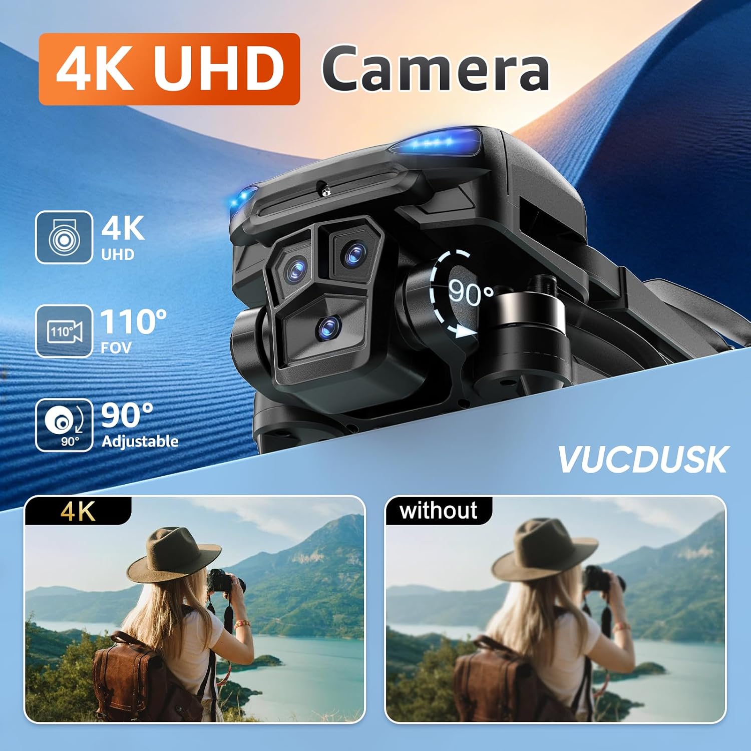 Drone with Camera for Adults - 4K Drone with 4.5” FPV Screen Controller, 60 Min Flight, Brushless Motor Foldable Quadcopter, Auto Return, Follow Me, 3 Speed Modes for Beginners - Gift Under 249g