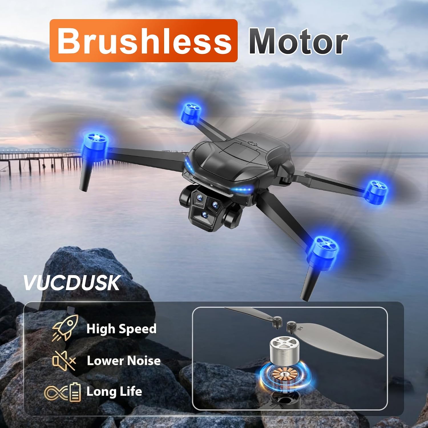 Drone with Camera for Adults - 4K Drone with 4.5” FPV Screen Controller, 60 Min Flight, Brushless Motor Foldable Quadcopter, Auto Return, Follow Me, 3 Speed Modes for Beginners - Gift Under 249g