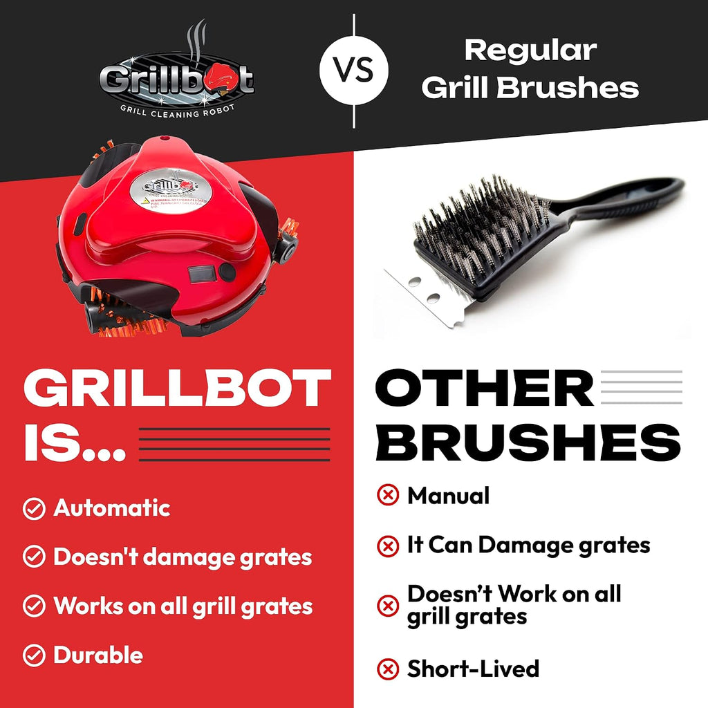 Electric Grill Brush, Automatic Grill Cleaning Robot, Red