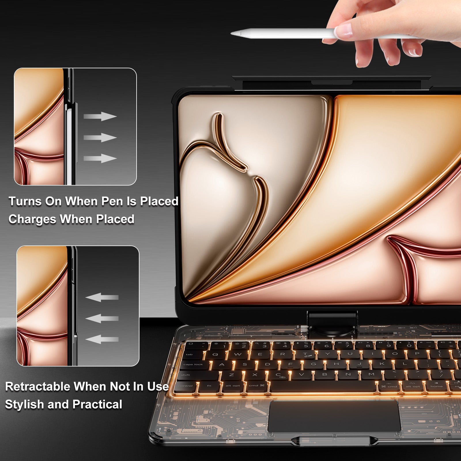 NAIDUN Transparent  iPad keyboard case 360° transparent iPad keyboard