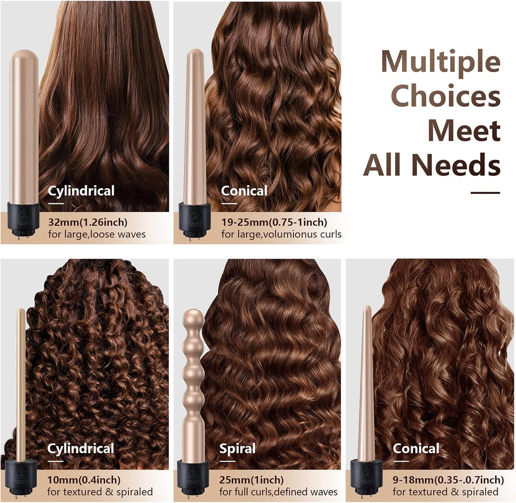 Curling Wand 5 in 1 Hair Curlers Cripmer for Women Gift