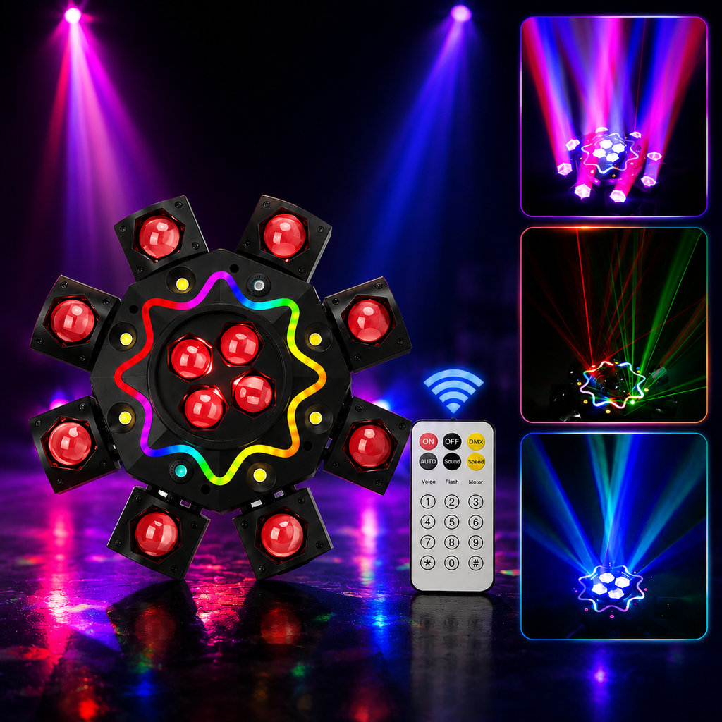 KTVLIGHTS 200W Bee Eye 8 Arm Moving Head Light DJ Stage Lighting-E81