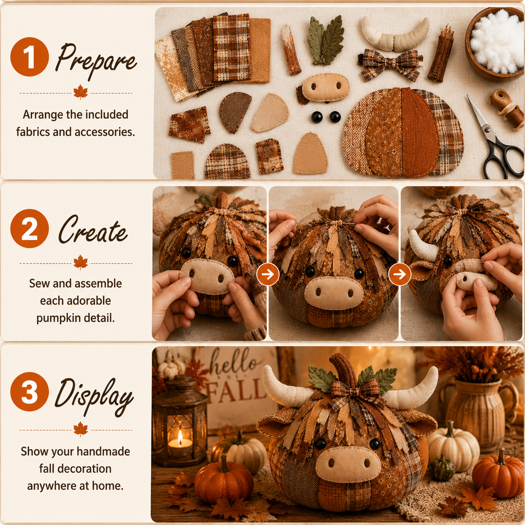 DIY Animal Pumpkin Sewing Kit – Cozy Fall Craft & Handmade Décor