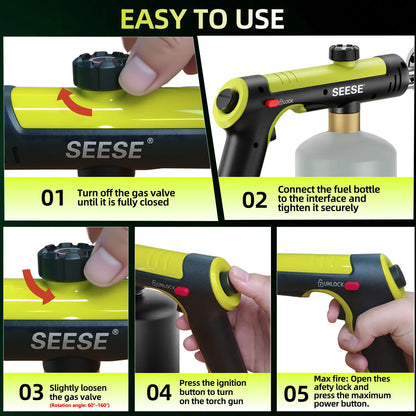 Powerful Propane Torch Gun, Adjustable Flame Blow Torch for Grilling, Weeding & Searing Steak