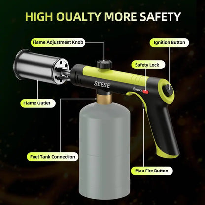 Powerful Propane Torch Gun, Adjustable Flame Blow Torch for Grilling, Weeding & Searing Steak
