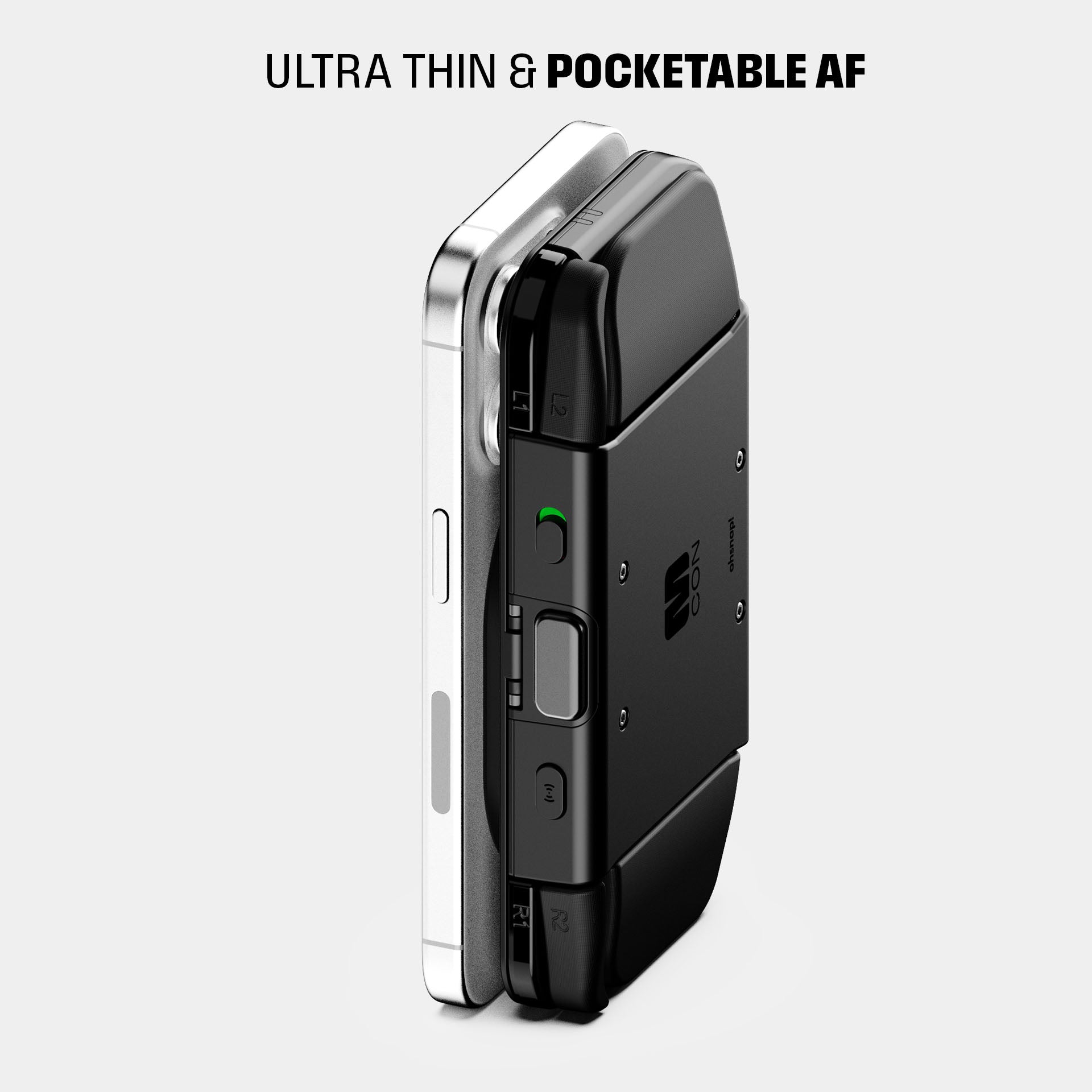 Two devices stacked side by side, one black and one silver, showcasing their slim profiles.