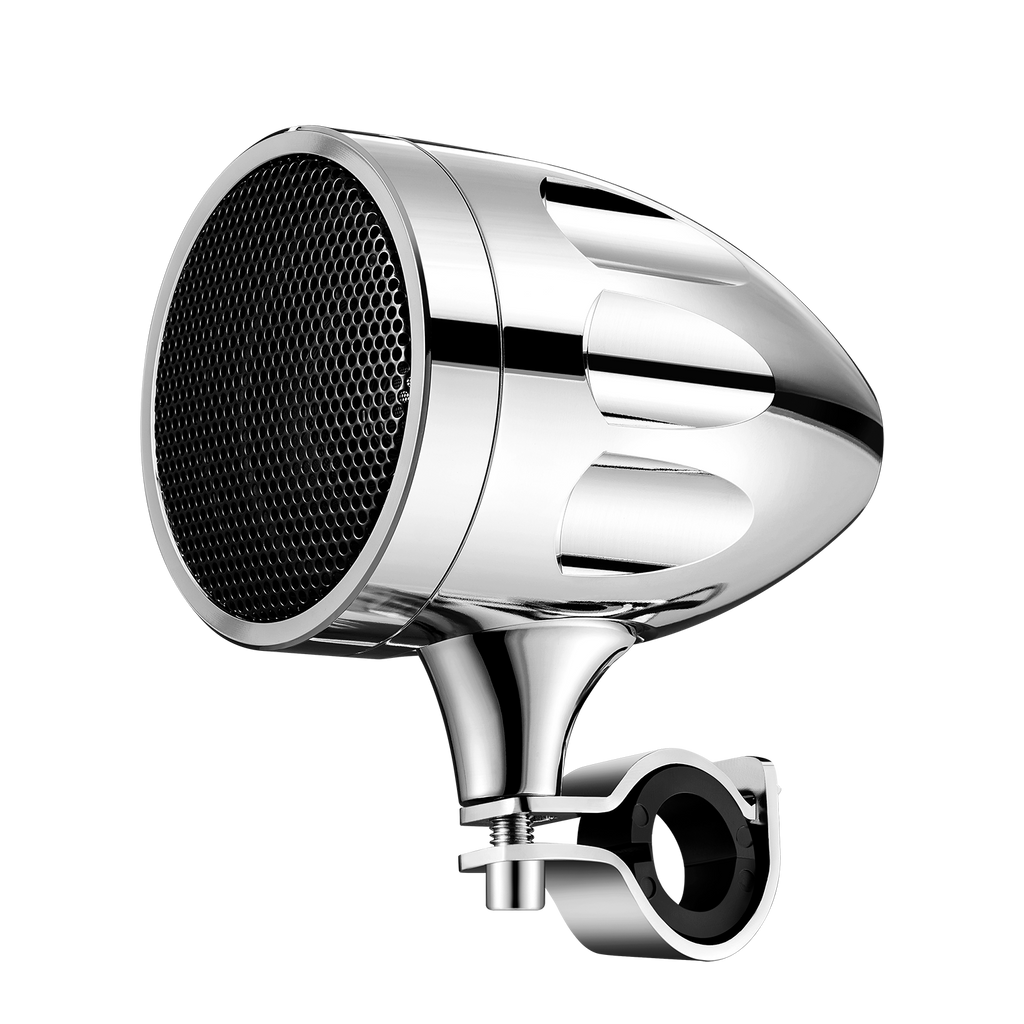 Single KSPEAKER S7CH chrome motorcycle speaker side view