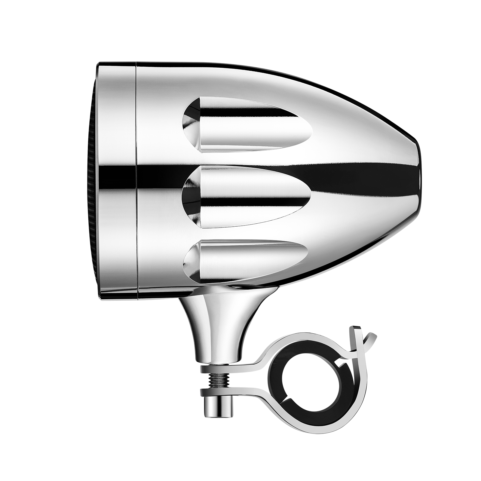 Single KSPEAKER S7CH chrome motorcycle speaker rear side view