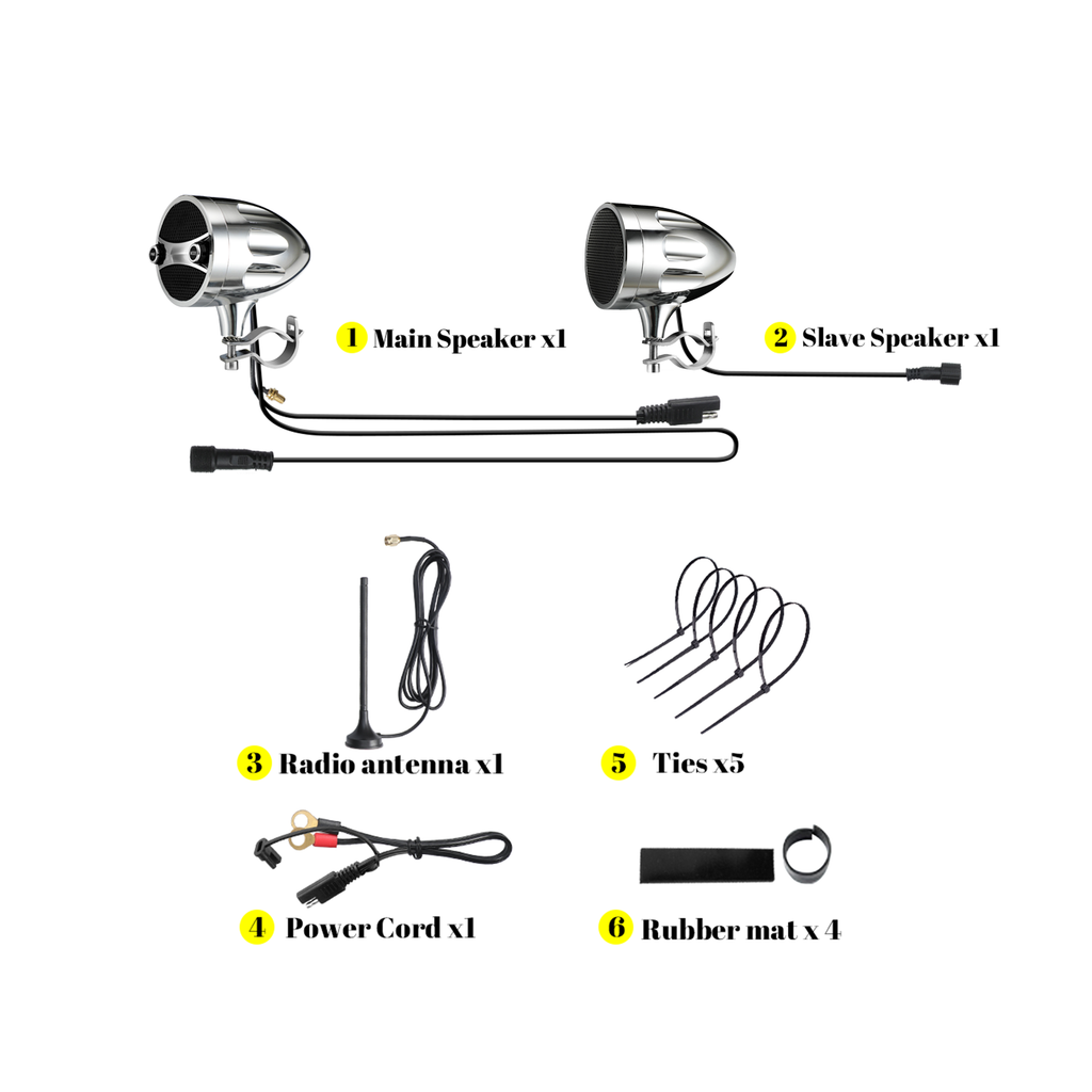 KSPEAKER S7CH motorcycle speaker kit with antenna and accessories