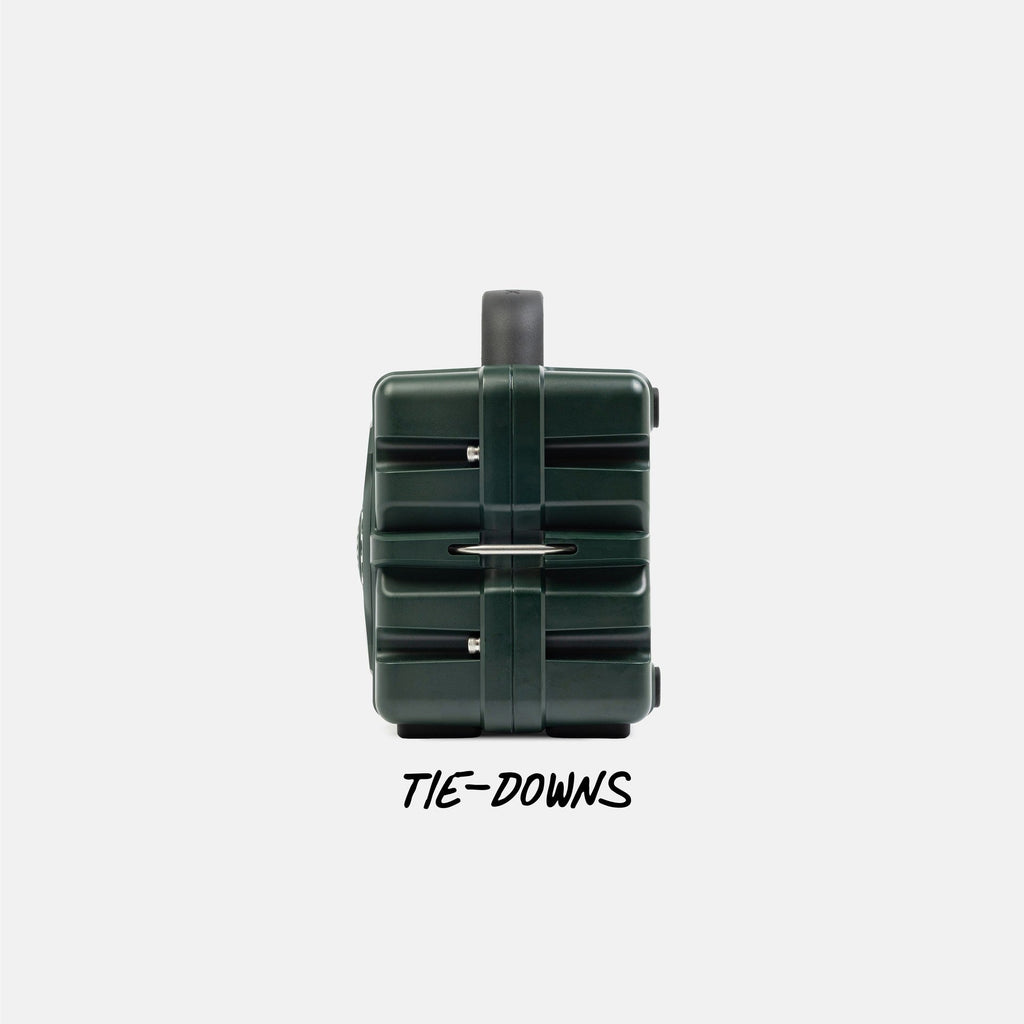 Green suitcase with 'Tie-Downs' text on a white background #base-color_green