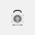 White portable heater with handle on a white background no-gallery