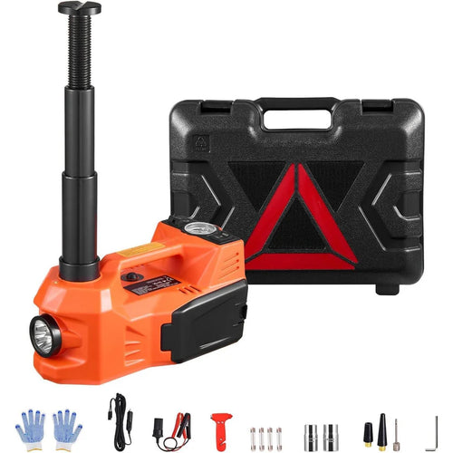 5 Ton 12V Electric Hydraulic Car Jack Kit – Tire Inflator Pump & Impact Wrench – Portable Floor Jack Lift – Lifting Range 155-450mm – For Sedan, SUV, MPV, Truck Tire Change, Repair – Electric Jack + Electric Wrench