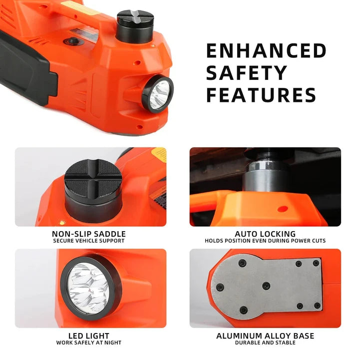 5 Ton 12V Electric Hydraulic Car Jack Kit – Tire Inflator Pump & Impact Wrench – Portable Floor Jack Lift – Lifting Range 155-450mm – For Sedan, SUV, MPV, Truck Tire Change, Repair – Electric Jack + Electric Wrench